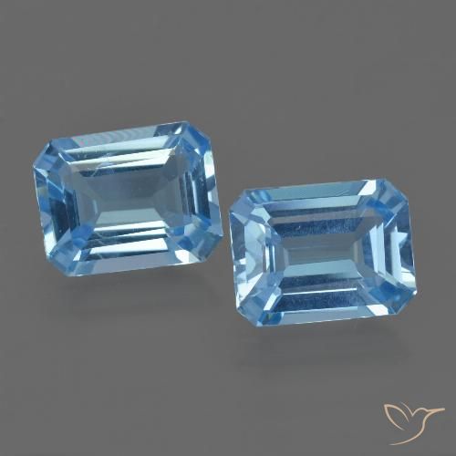Topazio naturale blu da 4,75 ct, taglio smeraldo, VS