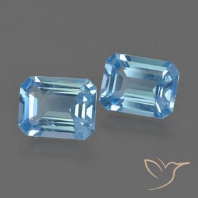 Topazio naturale blu da 4,75 ct, taglio smeraldo, VS