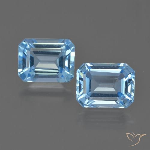 Gemme di Topazio Celeste naturale da 4.88 ct, Taglio smeraldo, VS