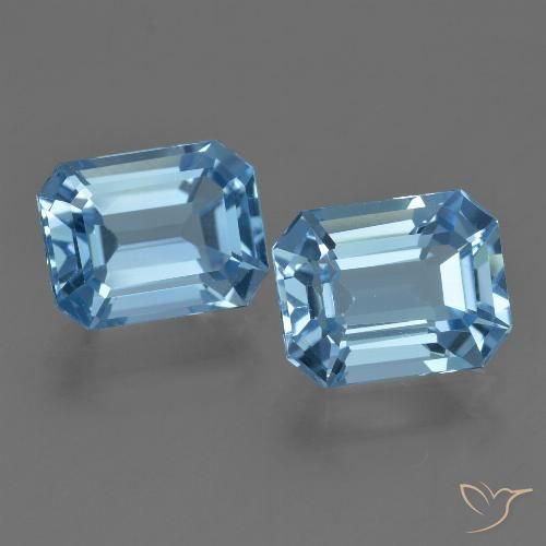 Topazio naturale blu da 5,75 ct, taglio smeraldo, VVS