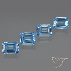Topazio naturale blu da 7,31 ct, taglio smeraldo, VVS-VS