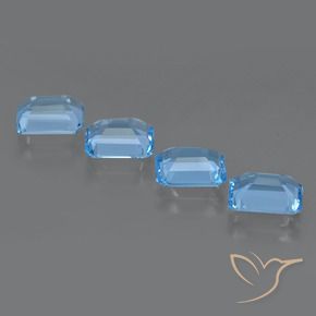 Topazio naturale blu da 7,31 ct, taglio smeraldo, VVS-VS