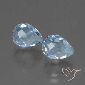 Gemme di Topazio Celeste naturale da 5.18 ct, Taglio briolette, VS