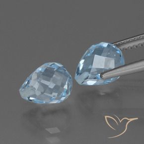 Gemme di Topazio Celeste naturale da 5.18 ct, Taglio briolette, VS