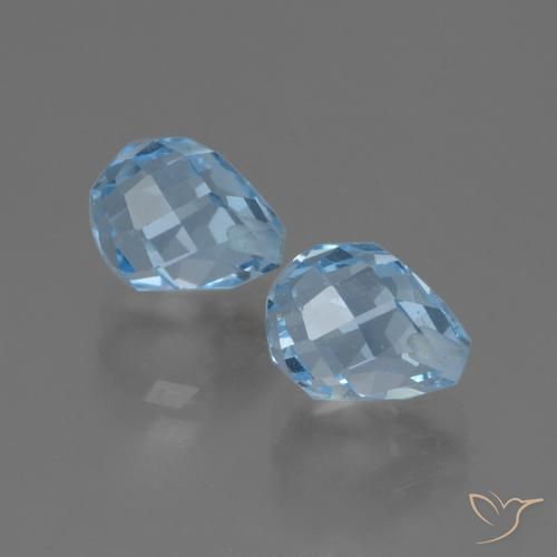 Gemme di Topazio Celeste naturale da 5.06 ct, Taglio briolette, VVS-VS