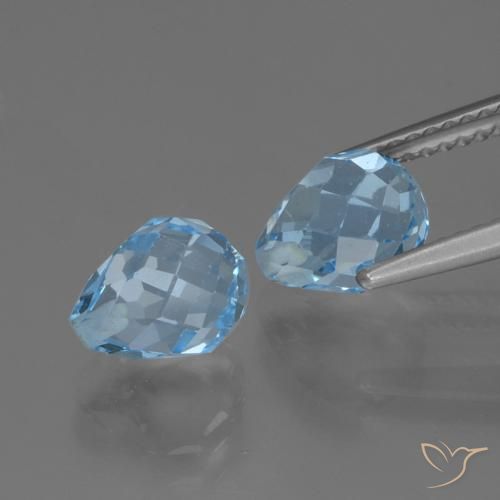 Gemme di Topazio Celeste naturale da 5.06 ct, Taglio briolette, VVS-VS