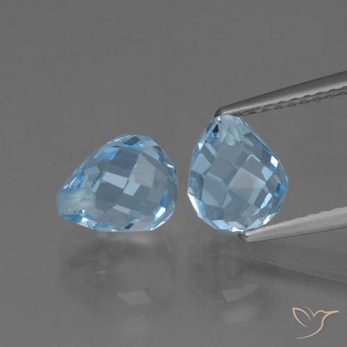 4.96ctw Naturale Celeste Topazio, Taglio briolette, VVS-VS