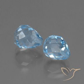 Gemme di Topazio Celeste naturale da 4.96 ct, Taglio briolette, VVS-VS