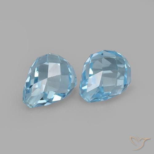 4.95ctw Naturale Celeste Topazio, Taglio briolette, VVS-VS