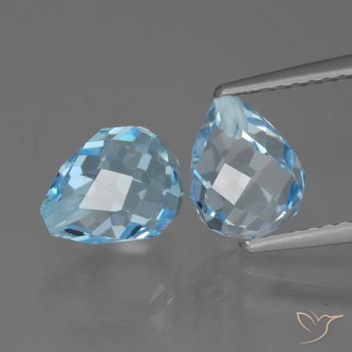 5.29ctw Naturale Celeste Topazio, Taglio briolette, VVS-VS