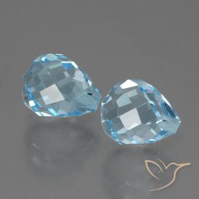 Gemme di Topazio Celeste naturale da 5.29 ct, Taglio briolette, VVS-VS