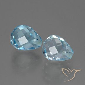 Gemme di Topazio Blu svizzero naturale da 5.25 ct, Taglio briolette, VVS-VS