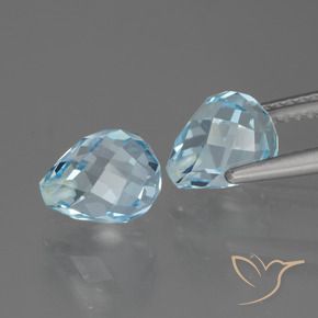 Gemme di Topazio Blu svizzero naturale da 5.25 ct, Taglio briolette, VVS-VS