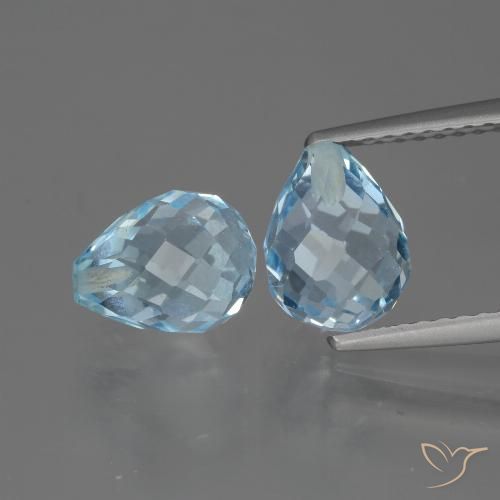 4.98ctw Naturale Celeste Topazio, Taglio briolette, VVS-VS