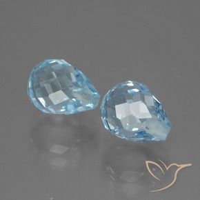 Gemme di Topazio Celeste naturale da 4.98 ct, Taglio briolette, VVS-VS