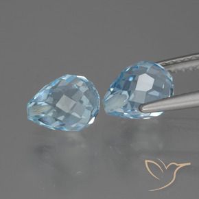 Gemme di Topazio Celeste naturale da 4.98 ct, Taglio briolette, VVS-VS