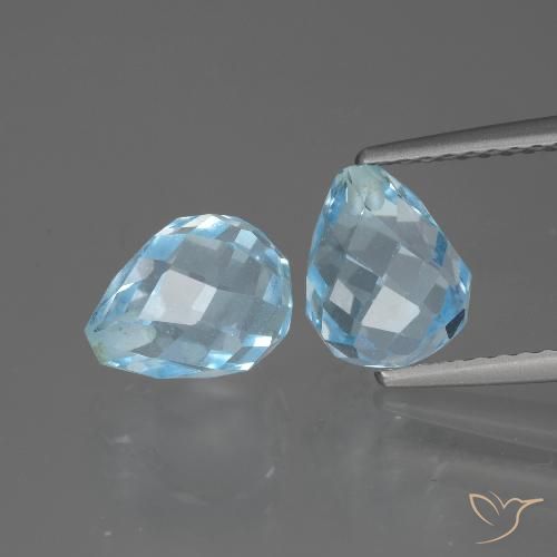 5.07ctw Naturale Blu svizzero Topazio, Taglio briolette, VVS-VS
