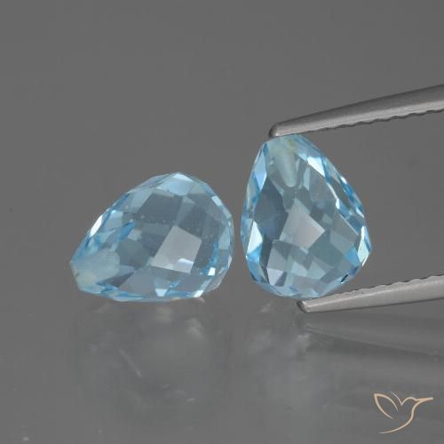 5.00ctw Naturale Blu svizzero Topazio, Taglio briolette, VVS-VS