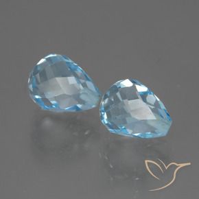 Gemme di Topazio Blu svizzero naturale da 5.00 ct, Taglio briolette, VVS-VS