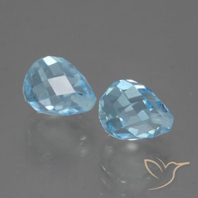 Gemme di Topazio Celeste naturale da 5.08 ct, Taglio briolette, VVS-VS