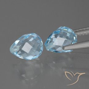 Gemme di Topazio Celeste naturale da 5.08 ct, Taglio briolette, VVS-VS