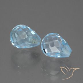 Gemme di Topazio Celeste naturale da 5.12 ct, Taglio briolette, VVS-VS