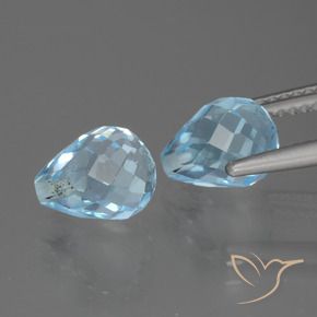 Gemme di Topazio Celeste naturale da 5.12 ct, Taglio briolette, VVS-VS