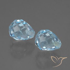 Gemme di Topazio Celeste naturale da 5.41 ct, Taglio briolette, VVS-VS