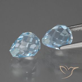 Gemme di Topazio Celeste naturale da 5.41 ct, Taglio briolette, VVS-VS