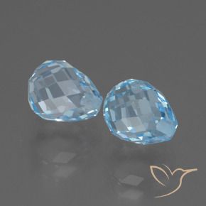 Gemme di Topazio Celeste naturale da 5.46 ct, Taglio briolette, VS
