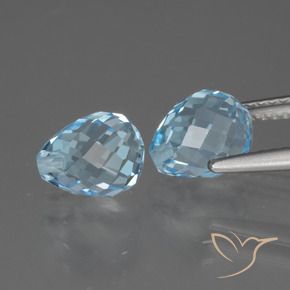 Gemme di Topazio Celeste naturale da 5.46 ct, Taglio briolette, VS