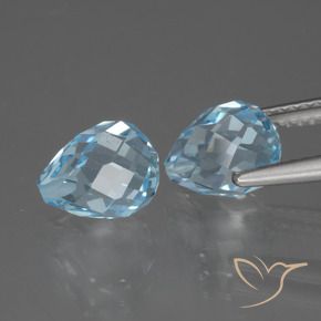 Gemme di Topazio Celeste naturale da 5.27 ct, Taglio briolette, VS