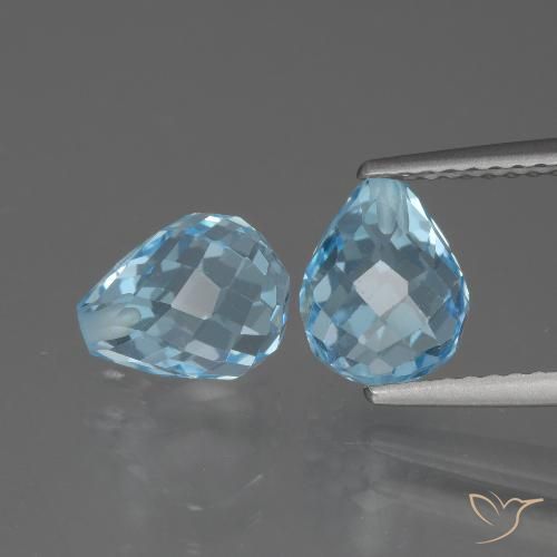 5.20ctw Naturale Celeste Topazio, Taglio briolette, VVS