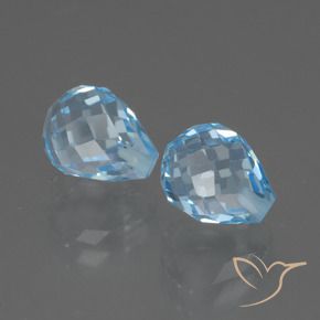 Gemme di Topazio Celeste naturale da 5.20 ct, Taglio briolette, VVS