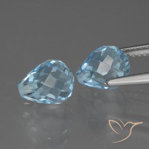 Gemme di Topazio Celeste naturale da 5.20 ct, Taglio briolette, VVS