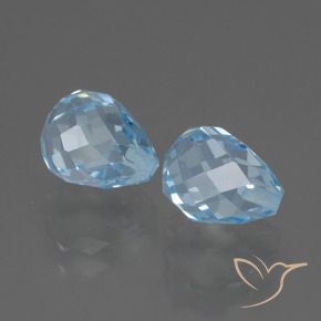Gemme di Topazio Celeste naturale da 5.25 ct, Taglio briolette, VVS-VS