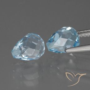 Gemme di Topazio Celeste naturale da 5.25 ct, Taglio briolette, VVS-VS