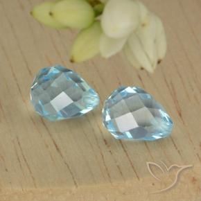 Gemme di Topazio Celeste naturale da 5.21 ct, Taglio briolette, VVS-VS