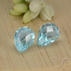 Gemme di Topazio Celeste naturale da 5.21 ct, Taglio briolette, VVS-VS