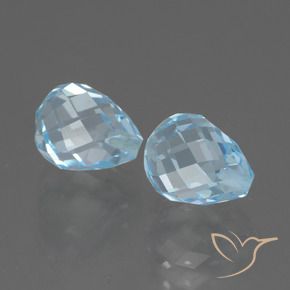 Gemme di Topazio Celeste naturale da 5.26 ct, Taglio briolette, VVS-VS