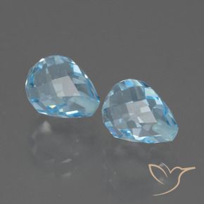 Gemme di Topazio Celeste naturale da 5.10 ct, Taglio briolette, VVS-VS