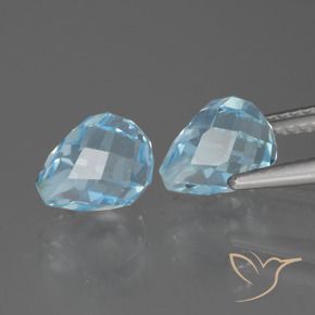 Gemme di Topazio Celeste naturale da 5.10 ct, Taglio briolette, VVS-VS