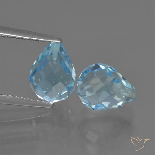5.11ctw Naturale Celeste Topazio, Taglio briolette, VS, Photo A