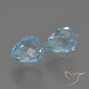 Gemme di Topazio Celeste naturale da 5.11 ct, Taglio briolette, VS