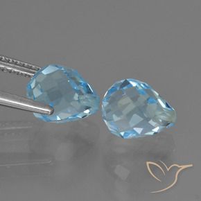 Gemme di Topazio Celeste naturale da 5.11 ct, Taglio briolette, VS