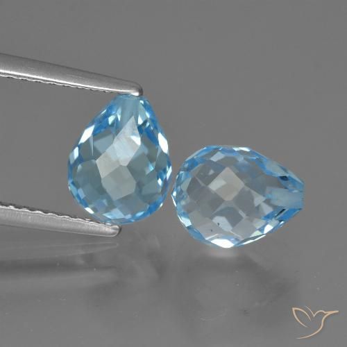 5.32ctw Naturale Blu svizzero Topazio, Taglio briolette, VVS-VS