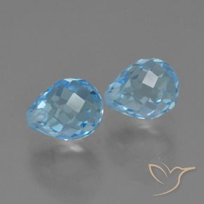 Gemme di Topazio Blu svizzero naturale da 5.32 ct, Taglio briolette, VVS-VS