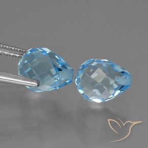 Gemme di Topazio Blu svizzero naturale da 5.32 ct, Taglio briolette, VVS-VS