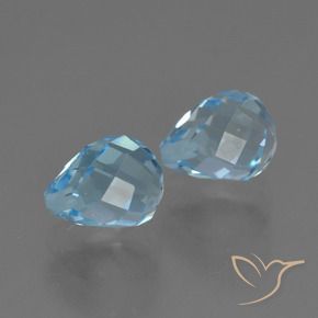 Gemme di Topazio Blu svizzero naturale da 4.93 ct, Taglio briolette, VVS-VS
