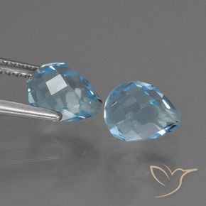 Gemme di Topazio Blu svizzero naturale da 4.93 ct, Taglio briolette, VVS-VS
